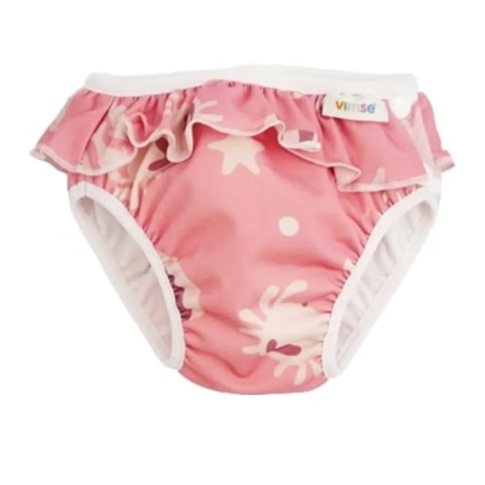 Vimse Pannolino-Mutandina Da Bagno Super Large, Volant Di Balena Rosa