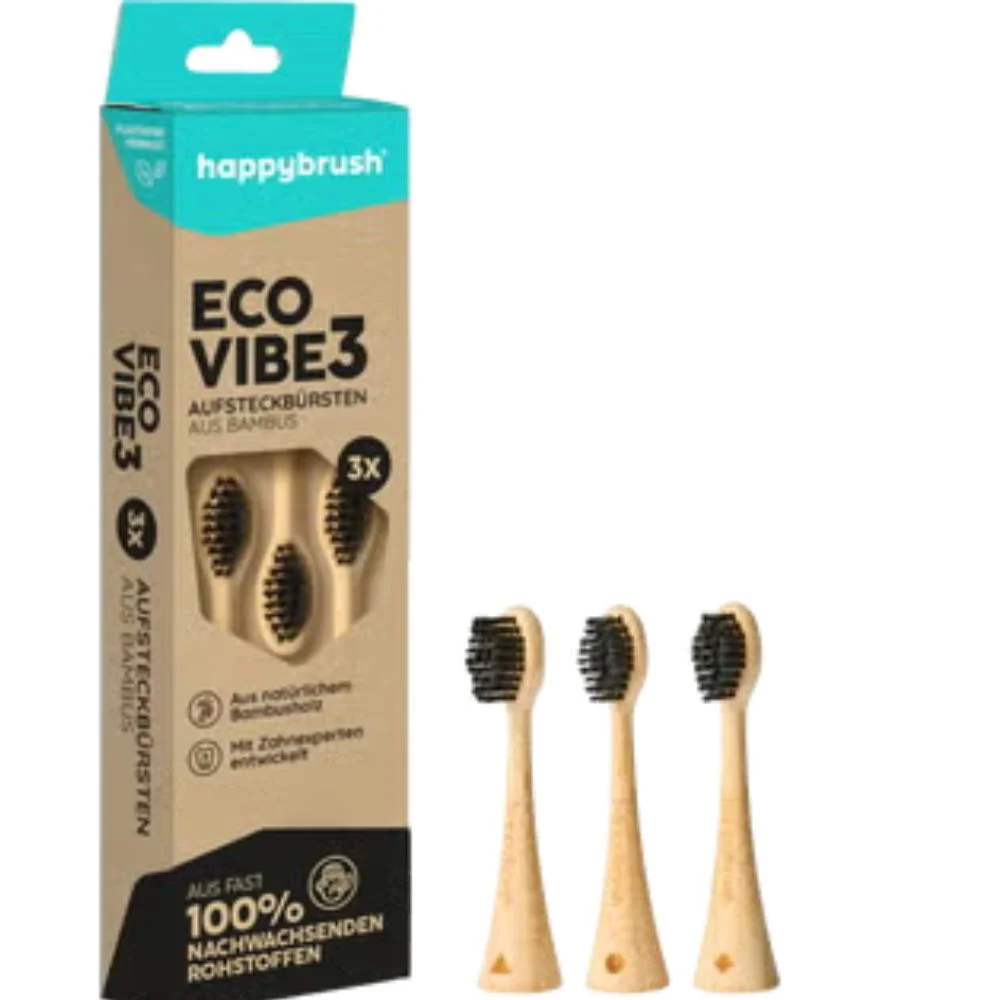 Happybrush Eco VIBE 3 - Testine in Bambù 3 pezzi