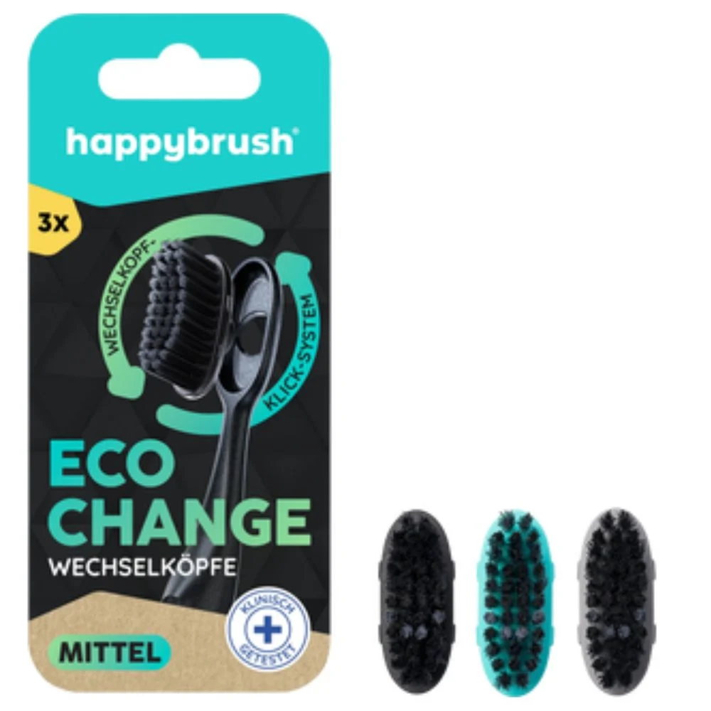 Happybrush Testine di Ricambio per Spazzolino Eco Change 3 pezzi
