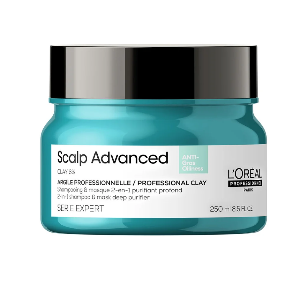 L'Oréal Professionnel Scalp Advanced Anti-Oliiness Professional Clay 2-in-1 Shampoo e maschera purificante profondo 500 ml