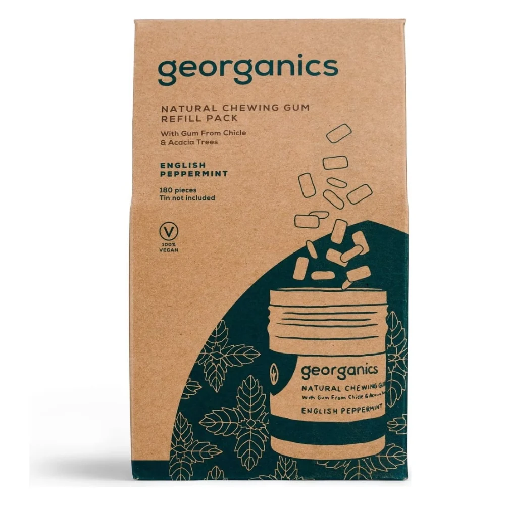 Georganics Gomma da masticare naturale menta piperita inglese 140 pezzi