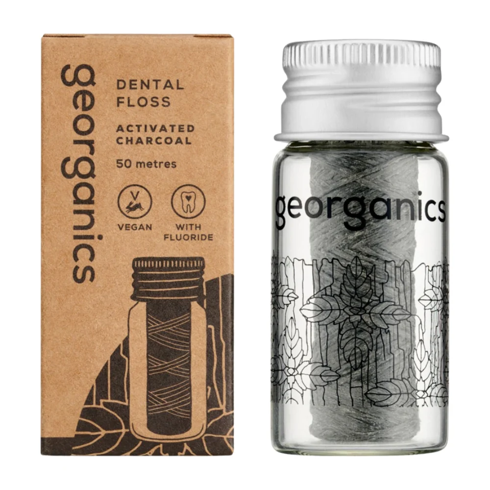 Georganics Filo interdentale al carbone attivo 50 metri