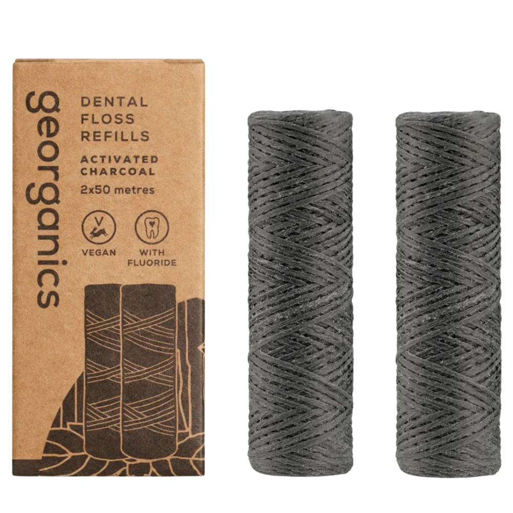 Georganics Filo interdentale carbone attivo 100 m Ricarica (100 metri)
