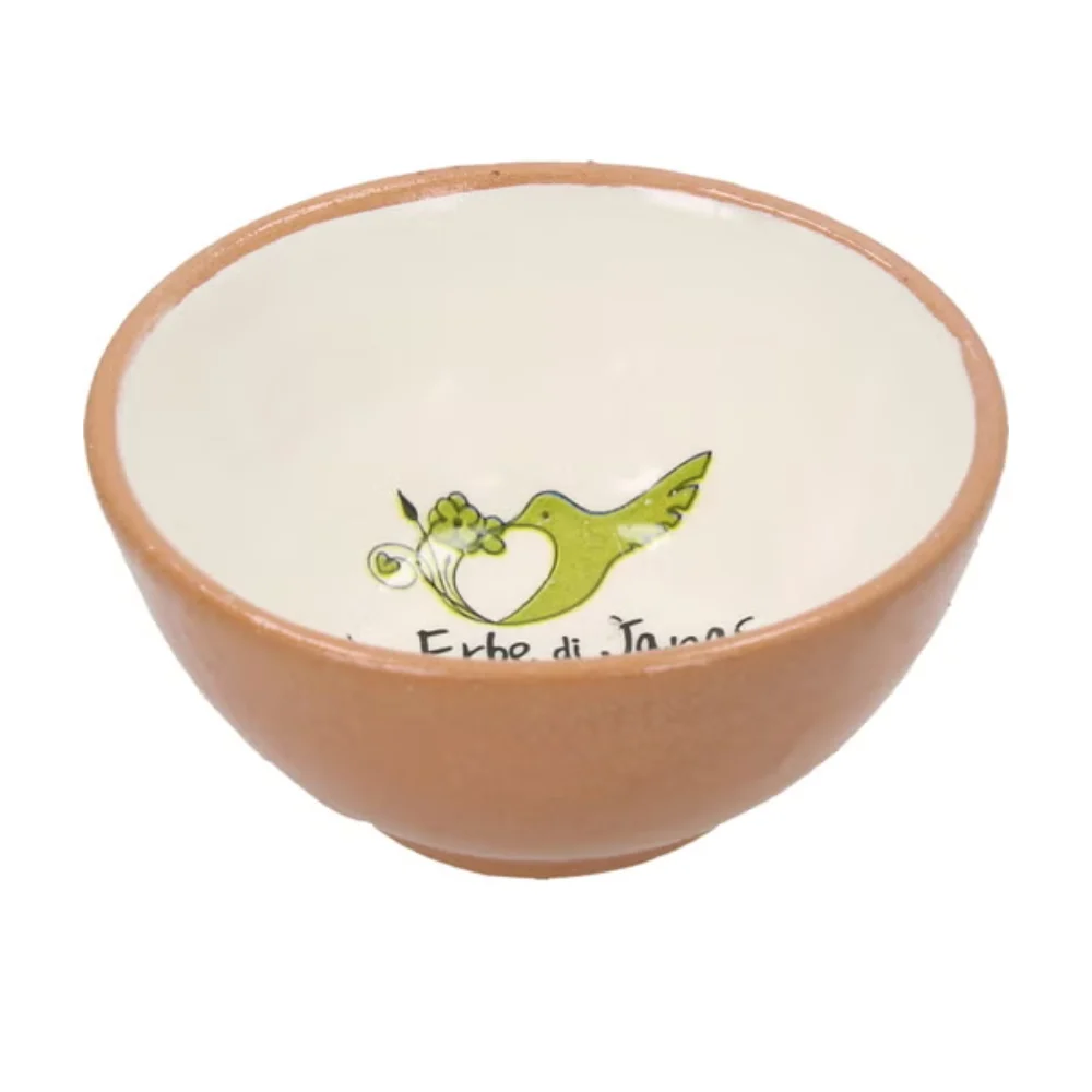 Le Erbe Di Janas Ciotolina In Ceramica Oristanese, Bianco