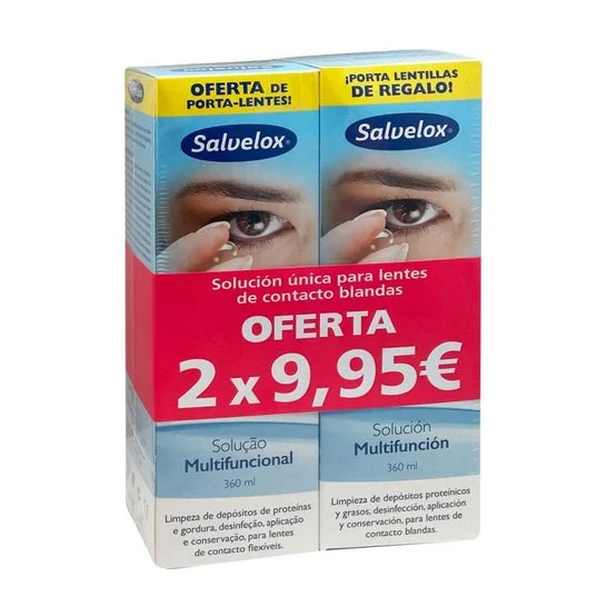 Salvelox Duplo Soluzione singola 2x360ml + Porta-lenti
