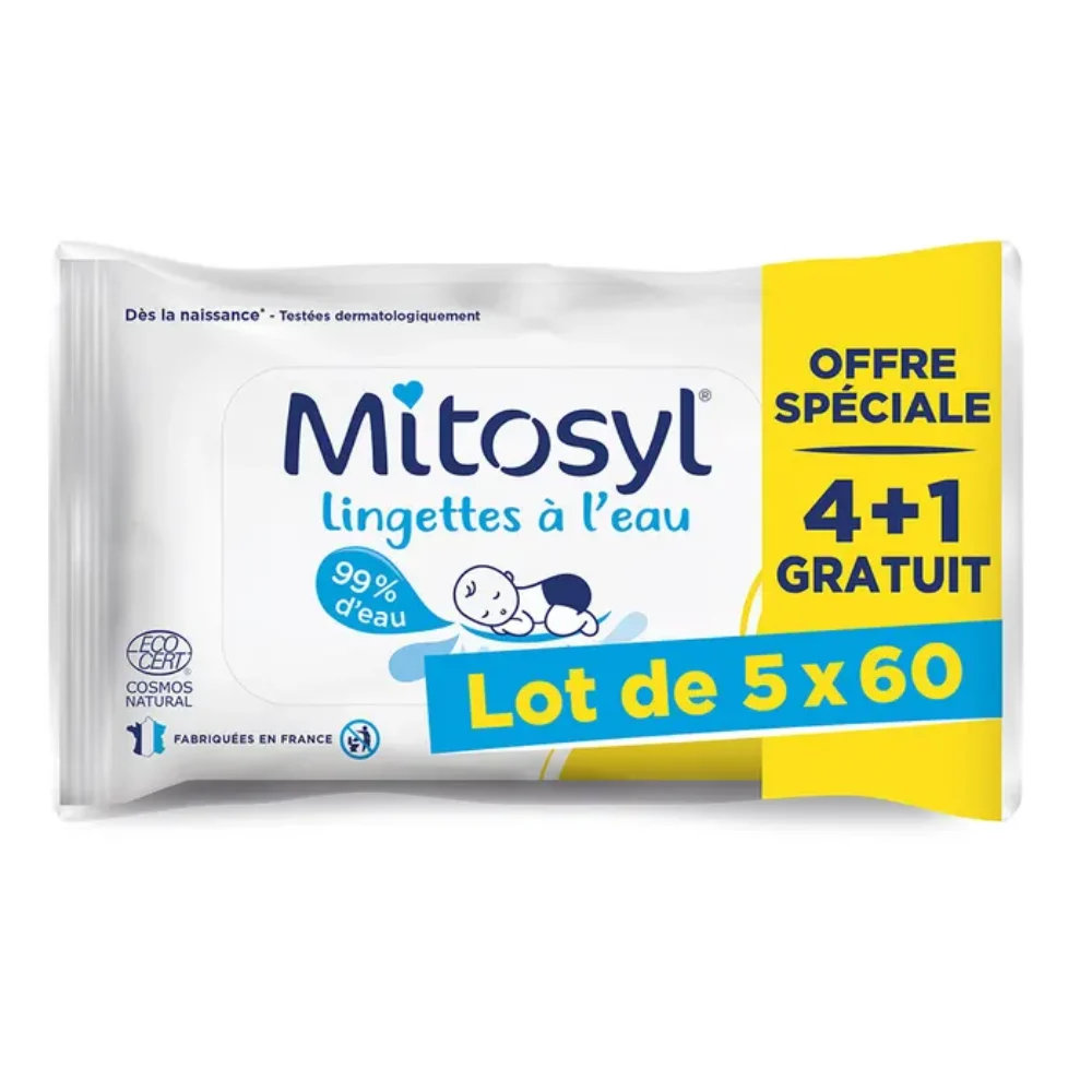 Mitosyl Salviette all'acqua, Offerta speciale 4 + 1 omaggio Confezione da 5x60