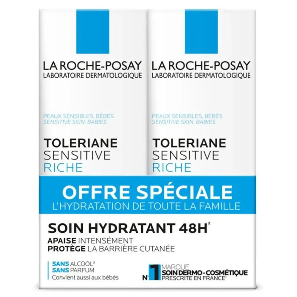 La Roche-Posay Toleriane Crema Viso Idratante Lenitiva Ricca Sensitiva 2x40ml