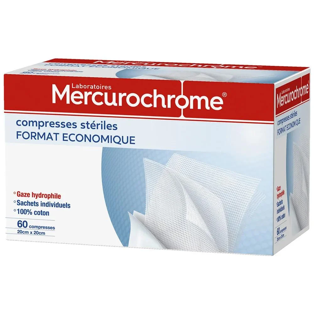 Mercurochrome Compresse Sterili 20cmx20 Formato Economico X60
