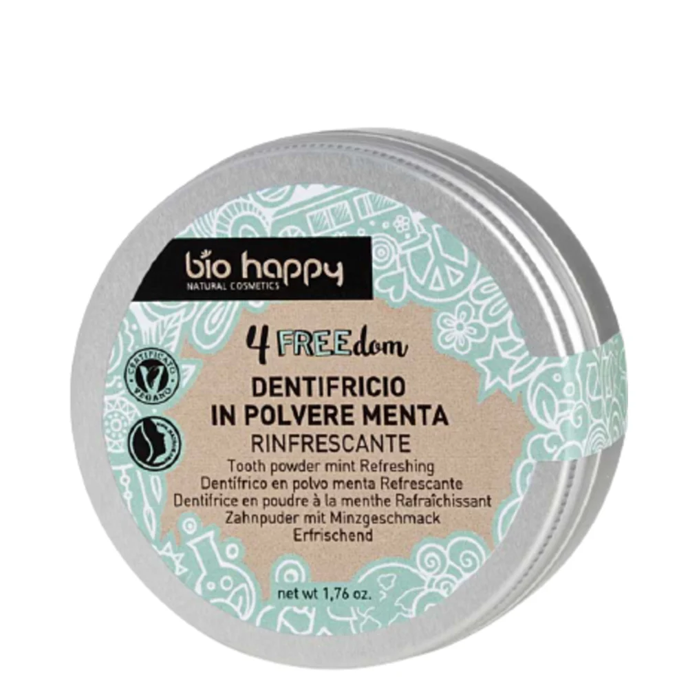 Bio happy 4FREEdom Dentifricio in Polvere Rinfrescante alla Menta 45 g