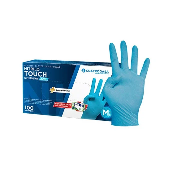 Cuatrogasa Guantes Nitrilo Azul Talla M 100uds
