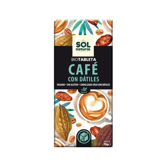 Solnatural Vegan Chocolate With Coffee and Bio Dates 70g