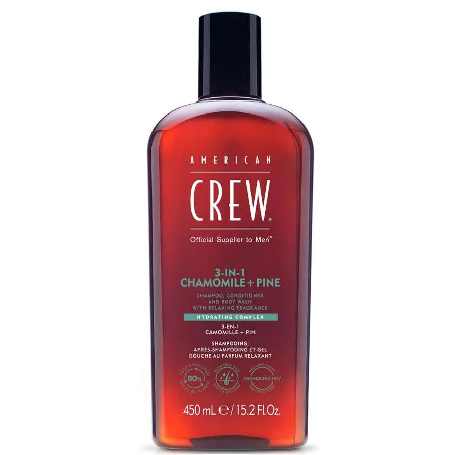 3 IN 1 RELAXING – CAMOMILLA + PINO – SHAMPOO + CONDITIONER + BODY WASH 450 ML.