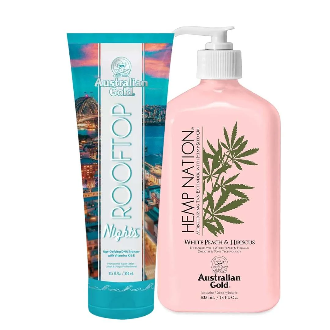AUSTRALIAN GOLD ROOFTOP NIGHTS + GOLD HEMP NATION ENHANCED WITH WHITE PEACH AND HIBISCUS EXTRACTS