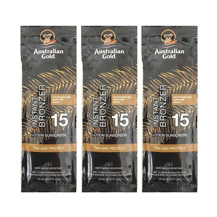 AUSTRALIAN GOLD 3 BUSTINE SPF 15 LOTION WITH BRONZER 10ML.