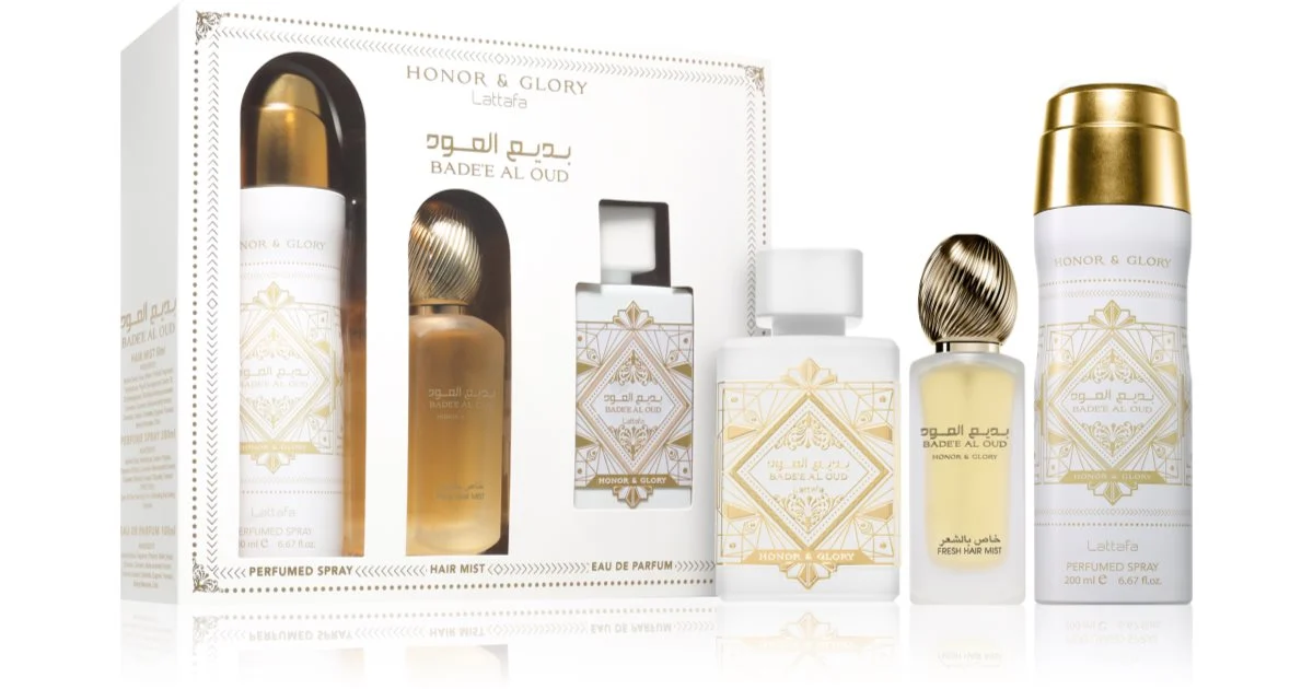 Lattafa Badee Al Oud Honor & Glory confezione regalo unisex 3 pezzi