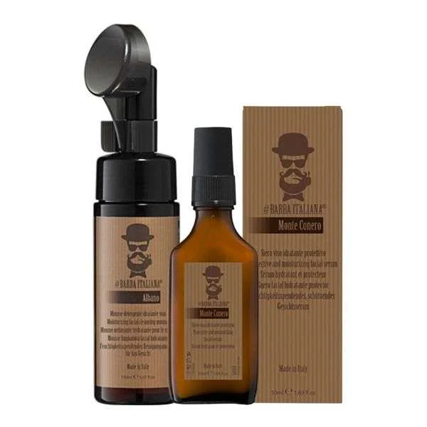 KIT SKINCARE UOMO QUOTIDIANA – ALBANO – MOUSSE DETEGENTE VISO + MONTE CONERO – SIERO VISO IDRATANTE