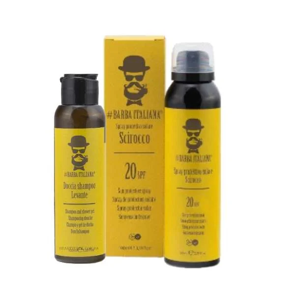 BARBA ITALIANA – SCIROCCO – SPRAY PROTETTIVO SOLARE SPF 20 + LEVANTE – DOCCIA SHAMPOO