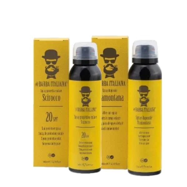 BARBA ITALIANA – SCIROCCO – SPRAY PROTETTIVO SOLARE SPF 20 + TRAMONTANA – SPRAY DOPOSOLE