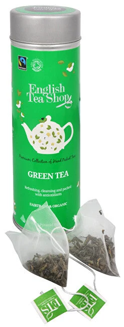 English tea shop Tè verde puro BIO 15 piramidi in lattina