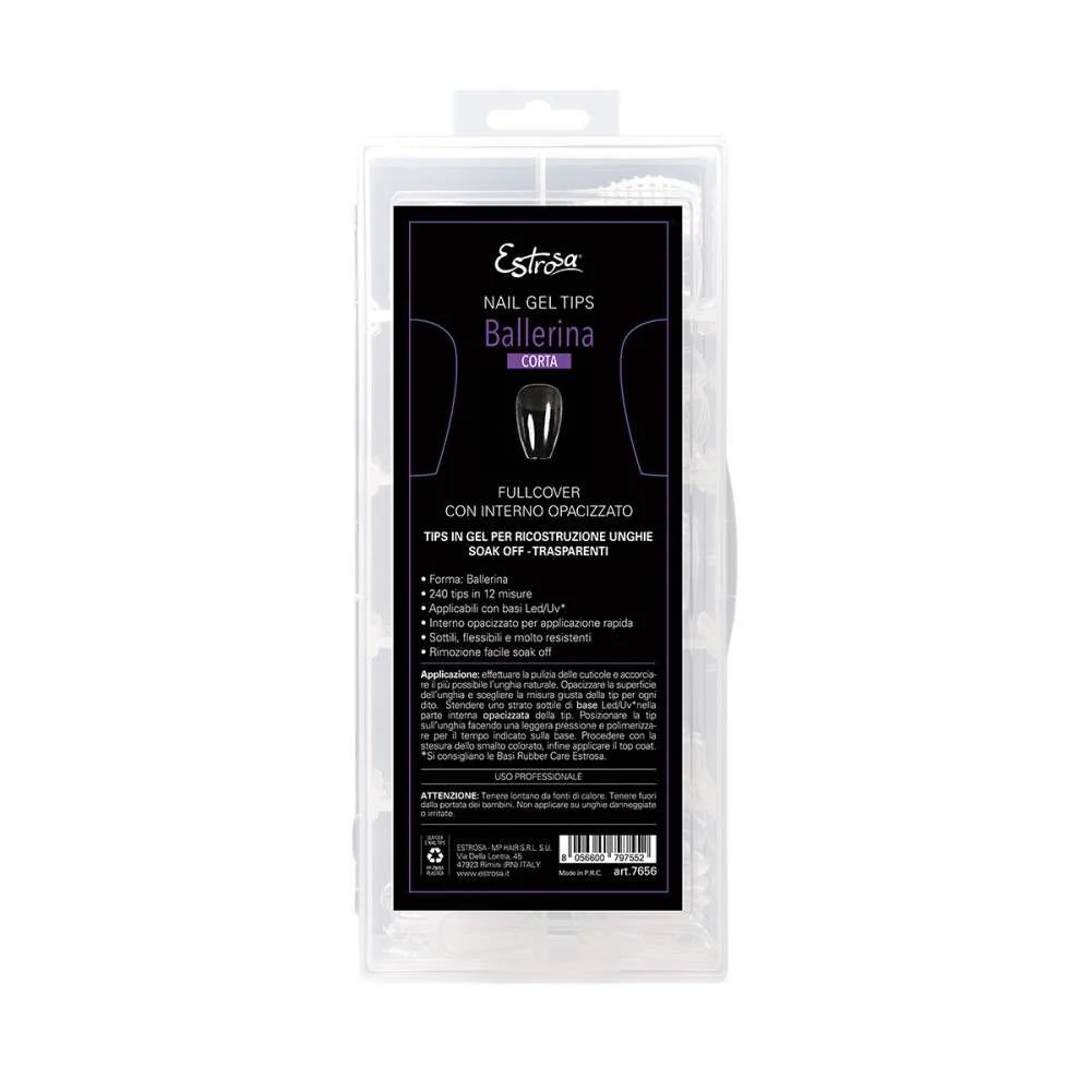 NAIL GEL TIPS BALLERINA CORTA – 12 MISURE – 240 PZ