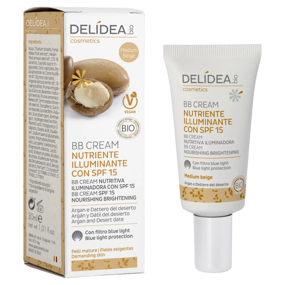 Delidea BB Cream Nutriente Illuminante SPF 15 Argan & Dattero Medio Beige (30 ml)