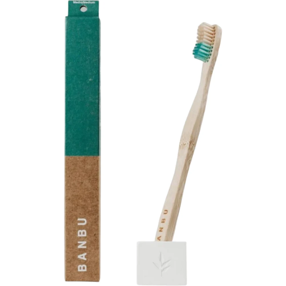 Banbu Spazzolino da Denti Medio in Bambù Verde