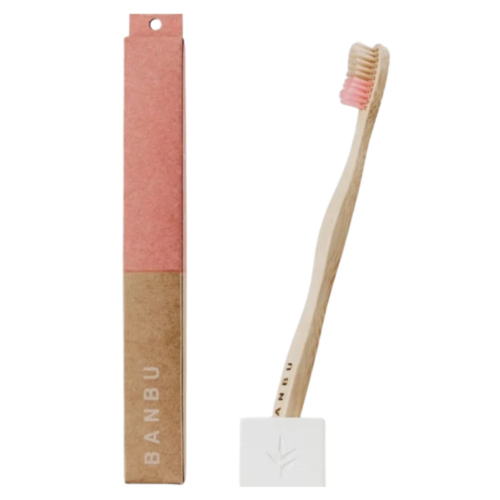Banbu Spazzolino da Denti Medio in Bambù Rosa
