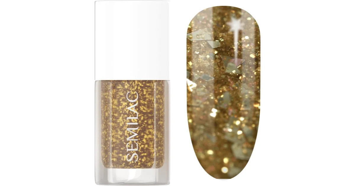 Semilac Glitter Nails smalto per unghie effetto specchio colore 042 Flakes of Gold 7 ml