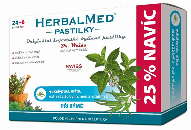 Simply you Pastiglie Dr. Weiss HerbalMed per raffreddori 24 pastiglie, pastiglie + 6 GRATIS