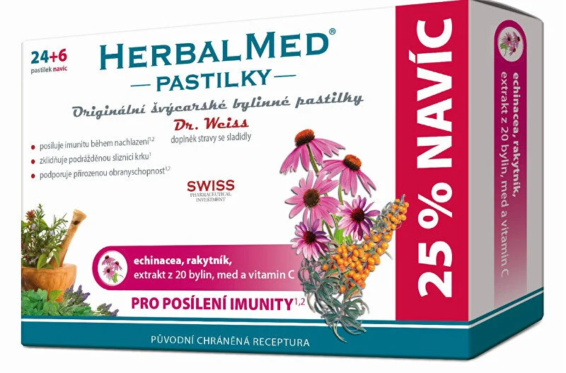 Simply you Pastiglie HerbalMed Dr. Weiss per aumentare l'immunità 24 pastiglie, pastiglie + 6 GRATIS