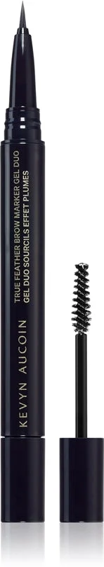 Kevyn Aucoin True Feather Marker Gel Duo matita per sopracciglia con spazzolino colore Dark Brunette 0,4 ml
