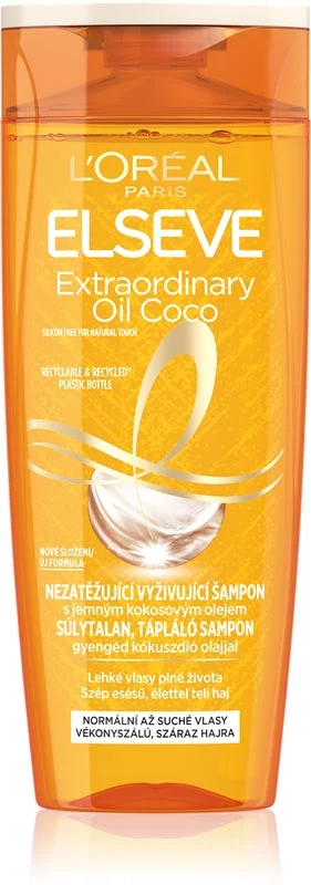 Shampoo nutriente con olio di cocco per capelli da normali a secchi, Elseve Elseve Extraordinary Oil - Volume: 400 ml