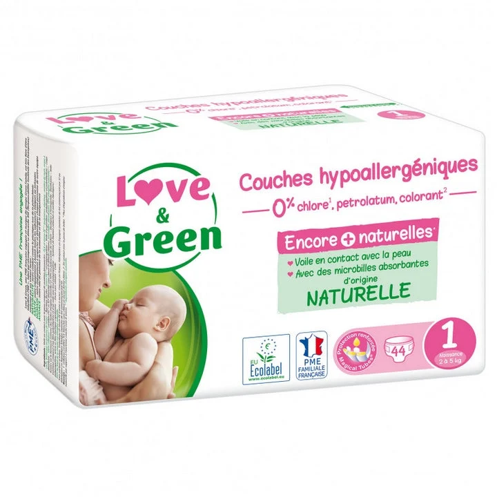 Love&Green Pannolini Ipoallergenici T1 2 a 5 kg x44