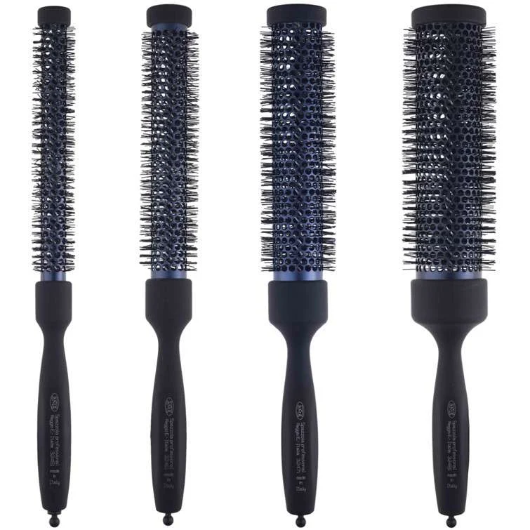KIT 4 SPAZZOLE TERMICHE MANICO SOFT TOUCH PER CAPELLI LUNGHI Ø 16-23-32-43 MM.