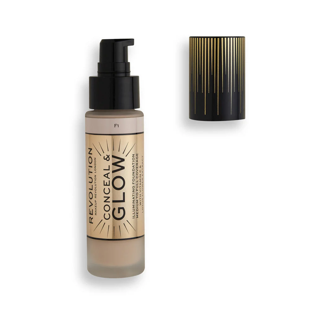 Makeup Revolution, Conceal & Glow, Illuminante, Fondotinta in crema, F1, 23 ml