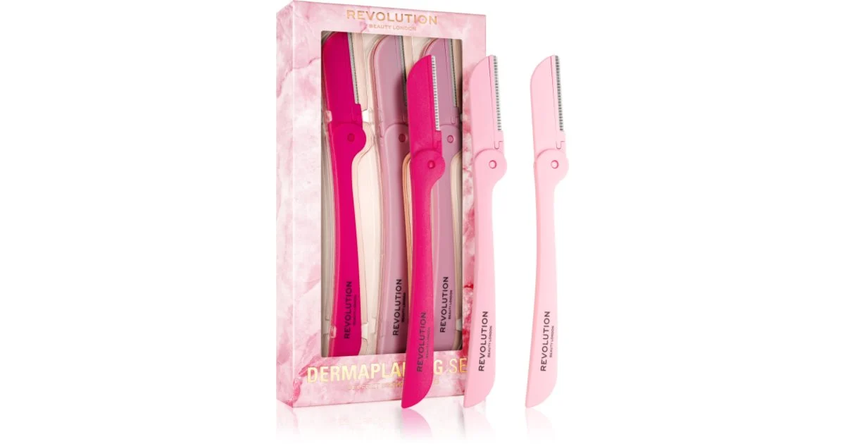 Makeup Revolution Dermaplaning Set strumento per la rimozione dei peli su viso e collo 3 pezzi