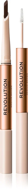 Makeup Revolution Fluffy Filter Duo matita per sopracciglia a doppia punta per fissare e modellare colore castano medio 0.12 g