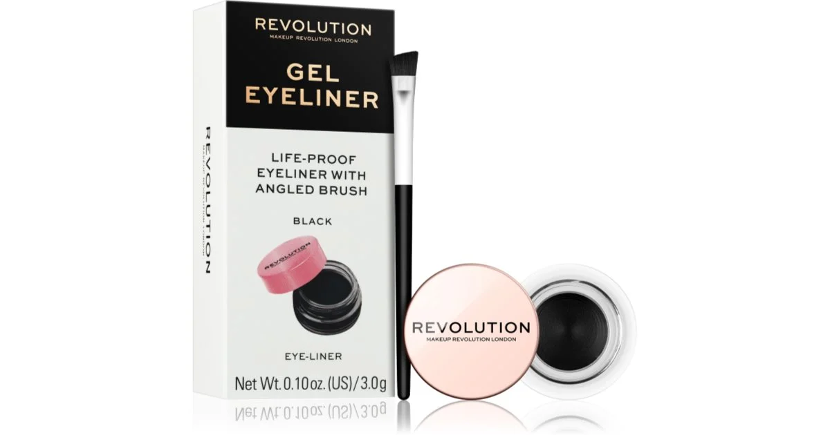 Makeup Revolution Eyeliner Pot in gel con pennellino colore nero 3 g