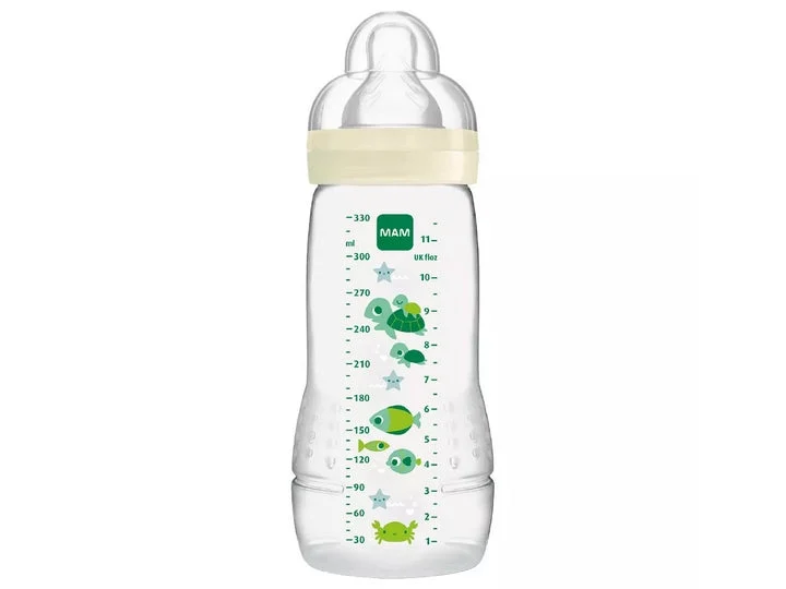MAM Biberon Easy Active 6 mesi+ Portata X "Tartaruga" - Bianco 330 ml