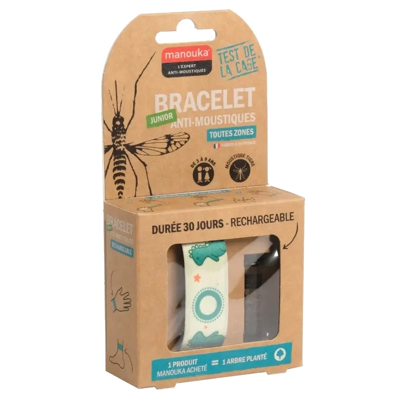 Braccialetto repellente per zanzare Manouka Junior - Ricaricabile - Dinosauro