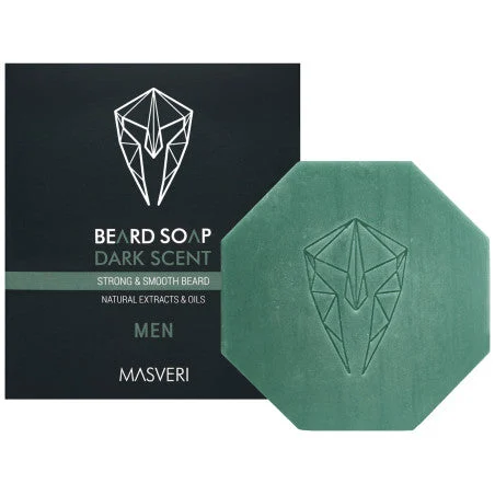 Masveri Beard Soap Dark Scent - sapone per barba rinforzante e levigante, 100 g