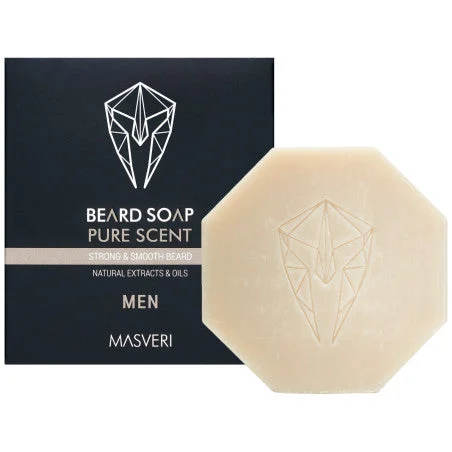 Masveri Beard Soap Pure Scent - sapone per barba levigante e rinforzante, 100 g