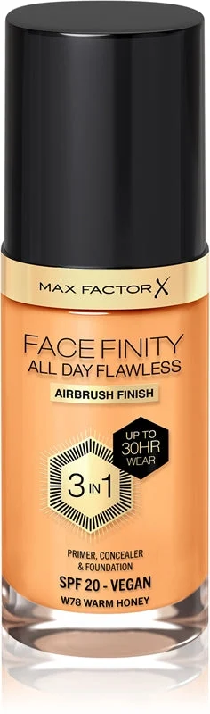Max factor All Day Flawless Facefinity 3 in 1 - Trucco a lunga tenuta 30 ml W78 Warm Honey