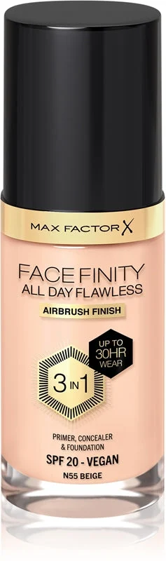 Max factor All Day Flawless Facefinity 3 in 1 - Trucco a lunga tenuta 30 ml 55 Beige