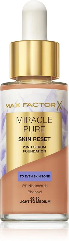 Max Factor Miracle Pure Skin Reset 2in1 Siero Fondotinta - Trucco 30 ml 60-80 Da Leggero a Medio