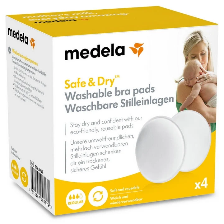 Medela Safe & Dry Cuscinetti per Allattamento Lavabili Regular x4
