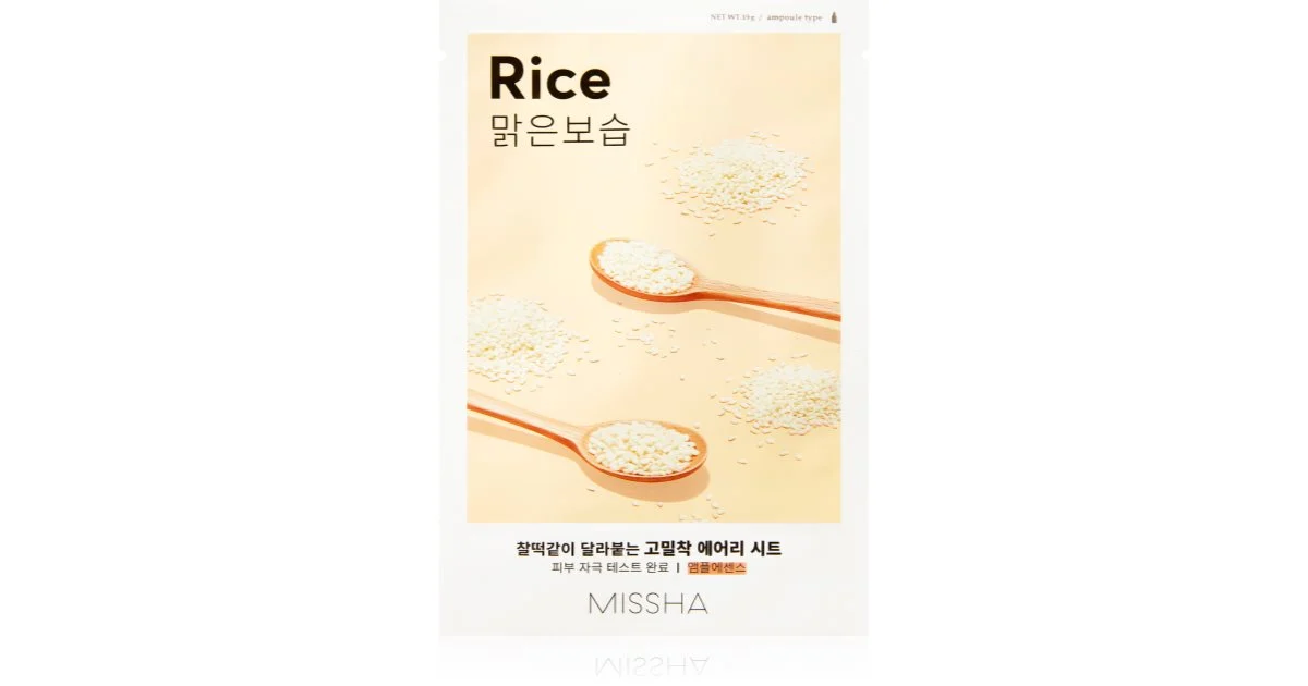 Missha Airy Fit Rice maschera in tessuto detergente e rinfrescante 19 g