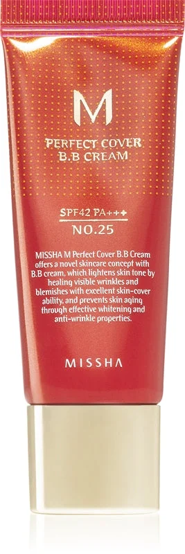Missha M Perfect Cover BB cream ad alta protezione UV confezione piccola colore No. 25 Warm Beige SPF 42/PA+++ 20 ml