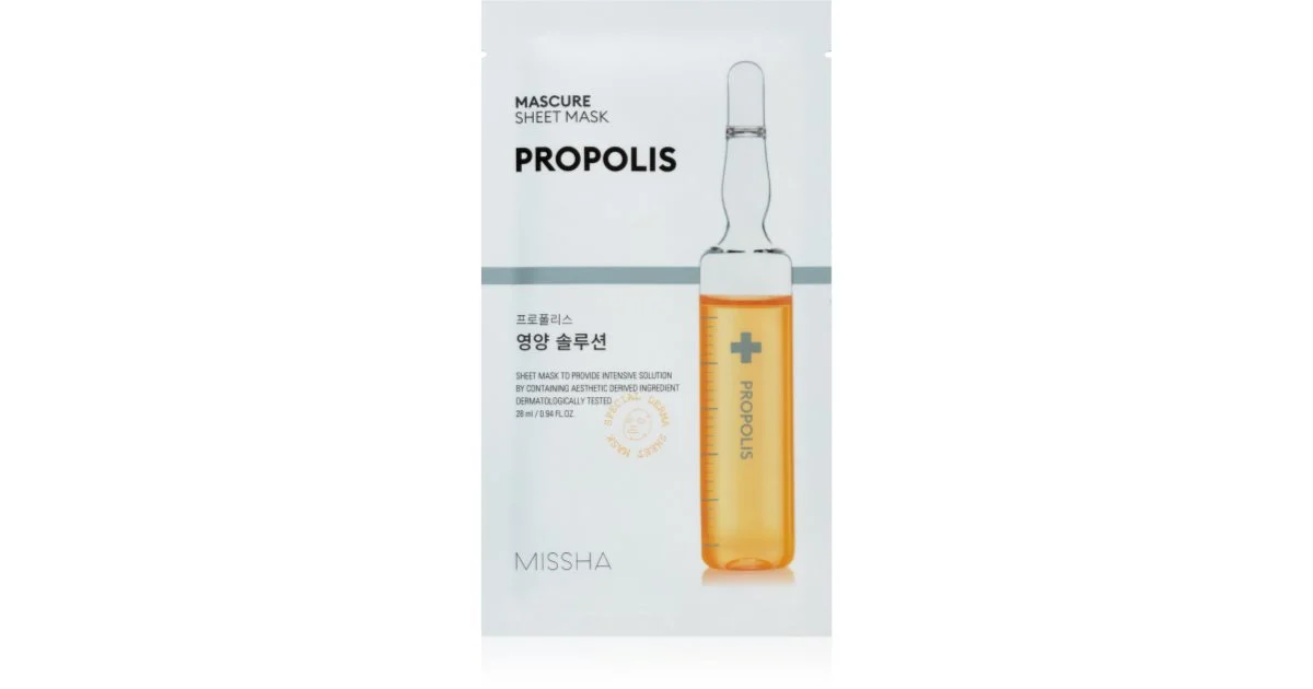 Missha Mascure Propolis maschera viso nutriente in tessuto per pelli sensibili e irritate 28 ml