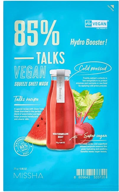Missha Maschera viso vegana Talks Vegan Squeeze Hydro Booster (in tessuto) 27 g